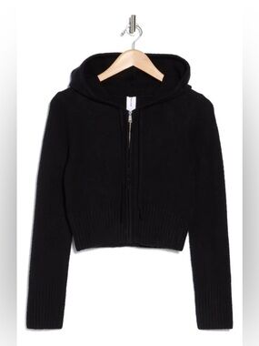 Abound Black Cropped Zip Hoodie Sweater